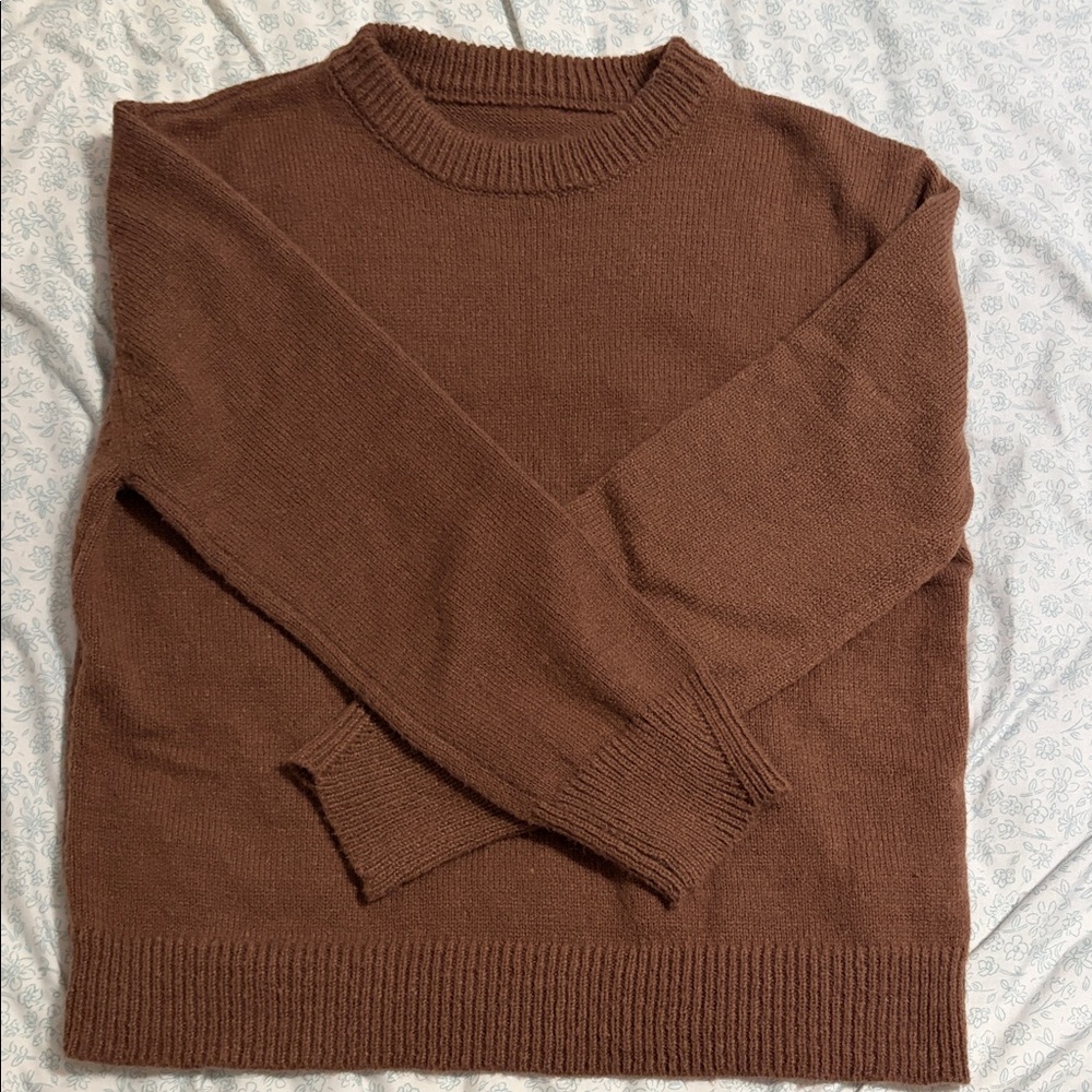 Women's Classic Brown Crew Neck Sweater
